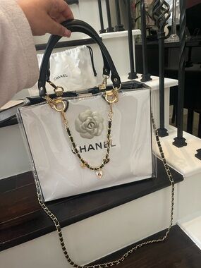 Chanel White Medium PVC Tote with Bow